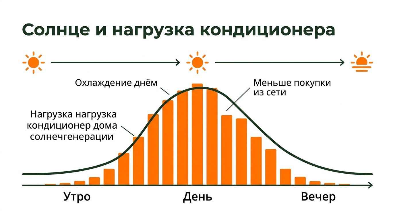 Совмещение солнечной выработки и нагрузки кондиционера в Сочи