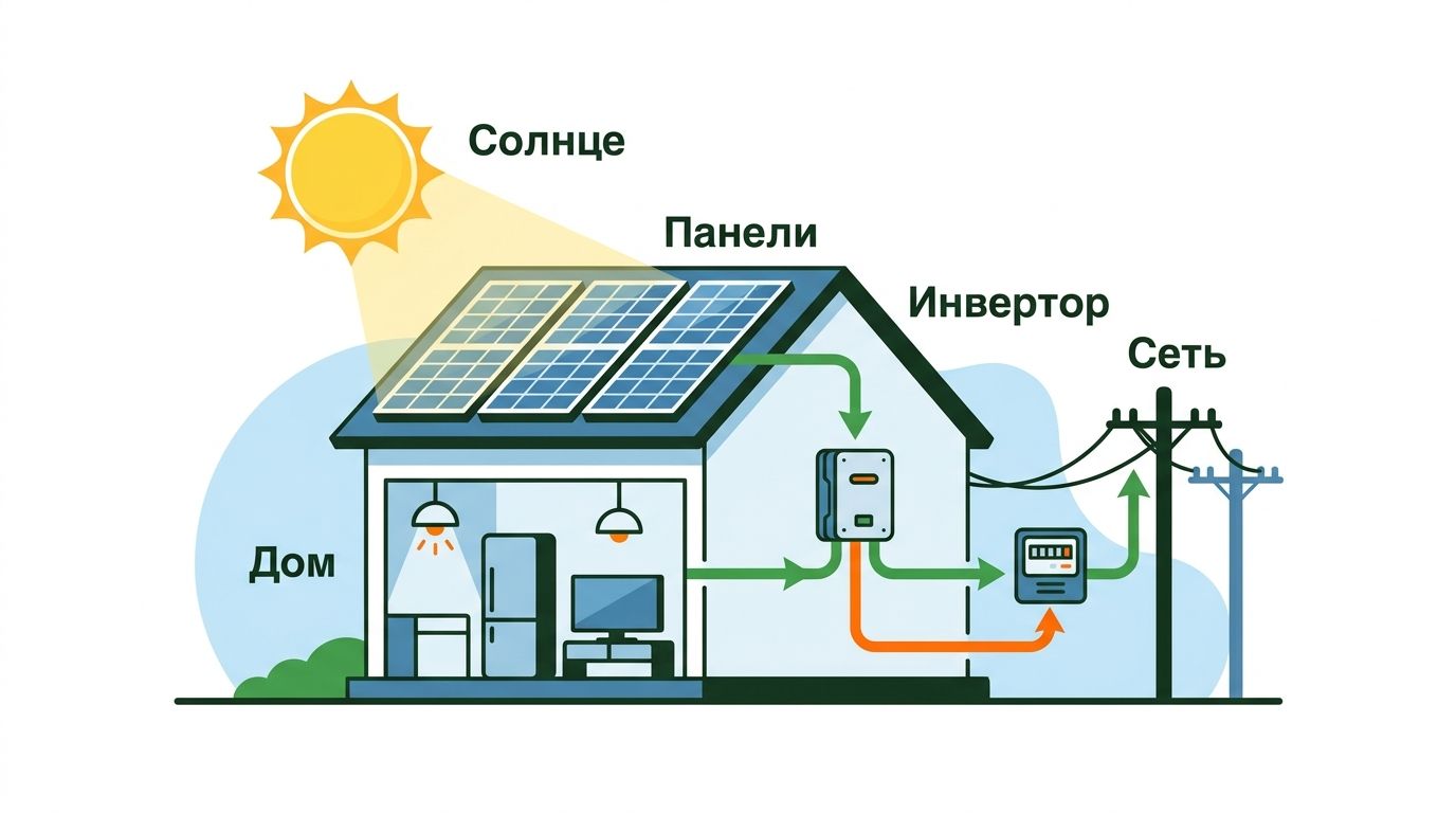 Схема управления нагрузкой солнечной станции