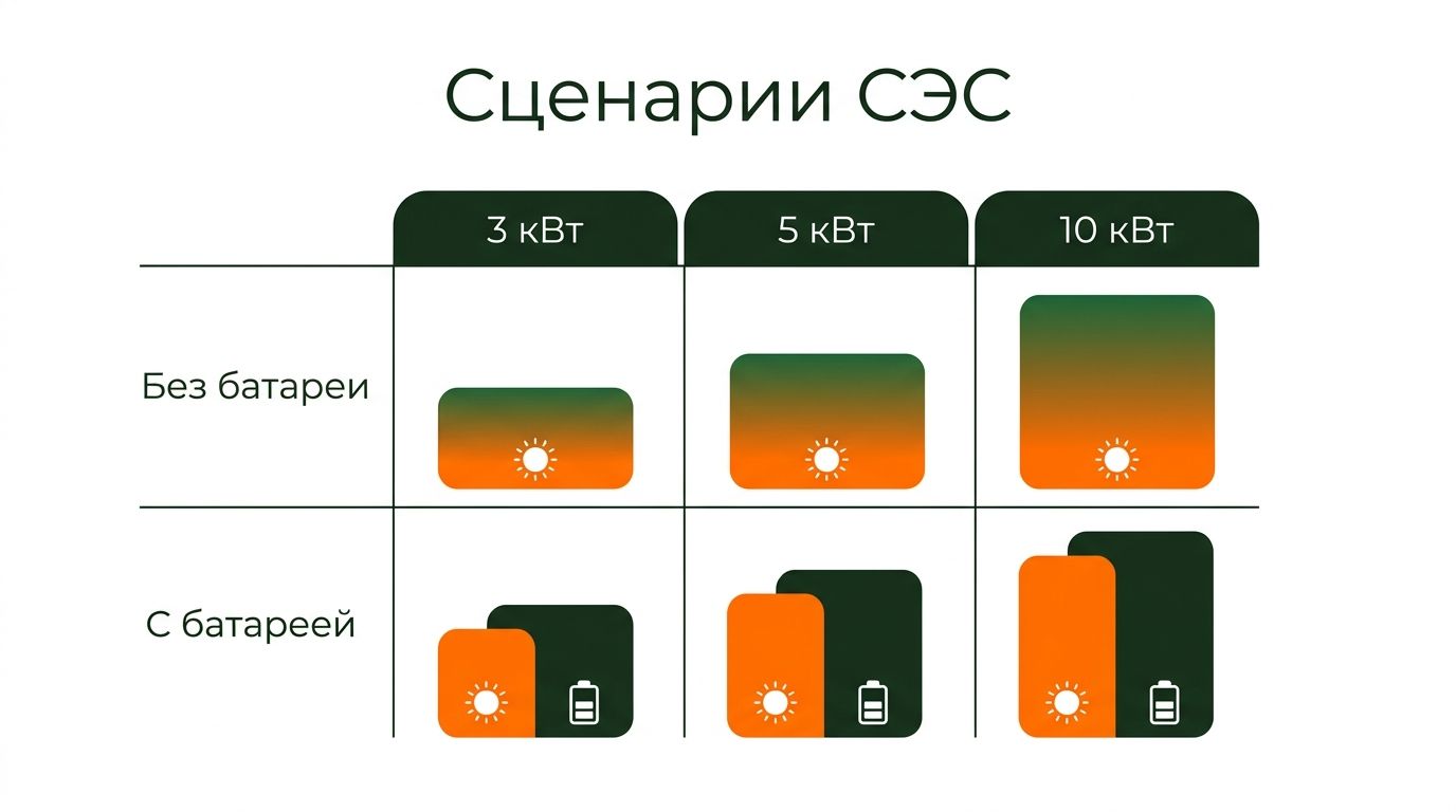 Сравнение сценариев стоимости солнечной станции