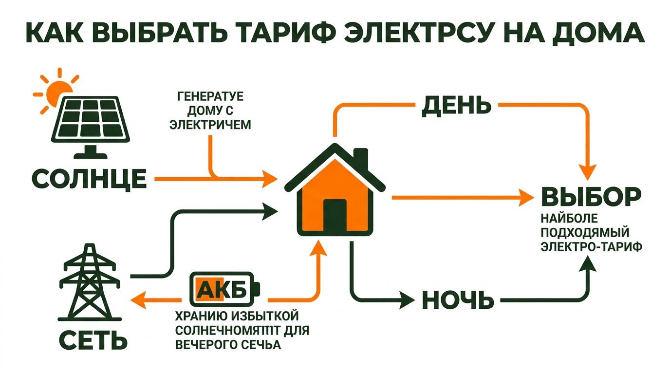 Выбор режима работы сети, солнечных панелей и аккумулятора